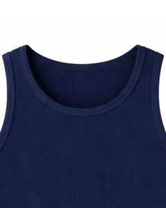 Débardeur sans manches bleu marine pour homme, gilet de sport athlétique en tissu côtelé extensible et respirant, idéal pour l'été, fabrication sur mesure, vente en gros - Product Image 5