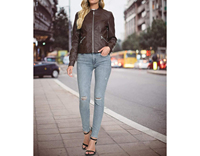 Veste en cuir unie pour femme, grande taille, respirante, hiver 2026, personnalisable (logo et couleur), teinte unie, vente directe