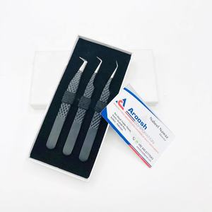 Pince à épiler diamantée en acier inoxydable de haute qualité 45 degrés 90 degrés pince à épiler noire pour l'extension de cils durable Durable - Product Image 1