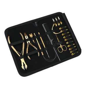 Kit d'extension de cheveux avec pince à clipser, pince à sertir, boucle de traction, micro-pince à clipser, anneau de sectionnement, peigne à cheveux, ciseaux, pince à bec de canard - Product Image 6