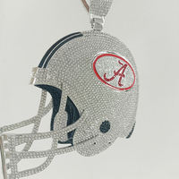 Pendentif Casque Alabama en Argent Sterling 925 Plaqué Or 14K et Rhodium, Moissanite Taille Brillant, Style Hip Hop pour Homme, Breloque Football