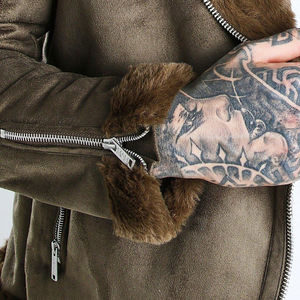 Veste en cuir pour hommes confortable et souple High Street livraison rapide taille régulière saison d'hiver veste en cuir de motard pour hommes - Product Image 6