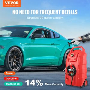 Brand New Portable 32 Gallon Fuel Caddy On Wheels 12V DC Pump Diesel <b>Gasoline</b> 8.2 Ft Hose 7L Min For Trucks Lawn Mowers - Product Image 4
