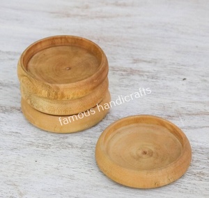 Tapis de tasse d'usine sous-verres en bois naturel en vrac avec logo de gravure au laser sous-verres en bois noyer bambou Logo personnalisé rond cadeau vierge - Product Image 2