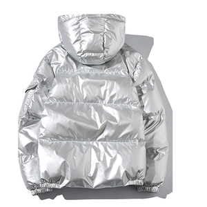 เสื้อแจ็คเก็ตกันน้ำสำหรับผู้ชายแฟชั่นฤดูหนาว สวมใส่กลางแจ้ง ทำงาน ออกกำลังกาย หรือพักผ่อน มีฮู้ด บุนวมหนานุ่ม เงางาม ขายส่ง - Product Image 2