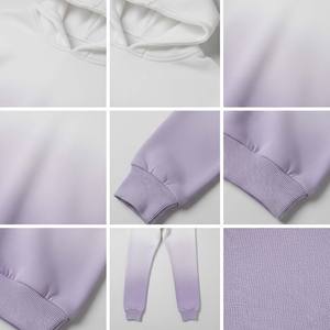 Ensemble de survêtement pour femme personnalisé, dégradé, teinture par immersion, violet pastel à blanc, dégradé, coton doux, deux pièces, court, au-dessus du genou - Product Image 6