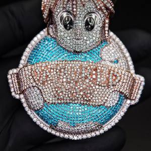 Custom Design 3D Baguette 925 Sterling Silver Iced VVS <b>Moissanite</b> Diamond <b>Pendant</b> with Hip Hop Chains Men's Jewelry <b>Charms</b> - Product Image 6