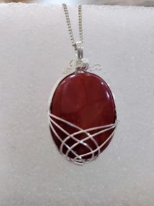 Vente en gros de collier pendentif en cristal arbre de vie opalite agate de meilleure qualité pierre précieuse enroulée de fil de forme ovale à vendre - Product Image 2