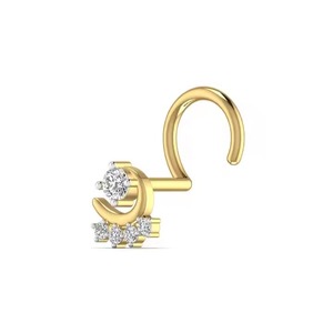 0.07CT ดีไซน์ที่เป็นเอกลักษณ์18kt ดอกกุหลาบสีเหลืองและเครื่องประดับงานแต่งงานสีขาวทองเข็มเจาะจมูกอย่างดีพร้อมเพชรสำหรับเครื่องประดับร่างกายผู้หญิง - Product Image 4