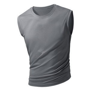 Camiseta sin mangas para hombre, ropa para correr para gimnasio, transpirable, 100% algodón, poliéster, logotipo personalizado, camiseta sin mangas para gimnasio - Product Image 3