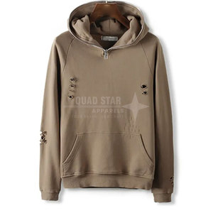 เสื้อฮู้ดดี้ผู้ชายสไตล์โดดเด่น ระบายอากาศได้ดี ดีไซน์ขาดๆ แบบดิสเทรส ขายดี ราคาส่ง - Product Image 1