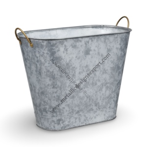 Bañera de bebidas de metal galvanizado grande ovalada con asas, Enfriador de fiesta de estilo de granja, maceta interior/exterior para uso en jardín de guardería - Product Image 3