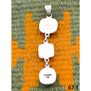 Artisanat du Sud-Ouest # 8 pendentifs en turquoise et argent sterling avec technologie d'incrustation à sertissage clos - Product Image 4