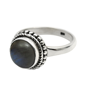 Prix de gros de haute qualité 925 argent Sterling pierre précieuse Labradorite naturelle pierre ronde bague chic pour les fêtes d'anniversaire - Product Image 1