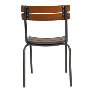 Tabourets de bar à armature en métal galvanisé avec chaises en bois à dossier bas - Product Image 5