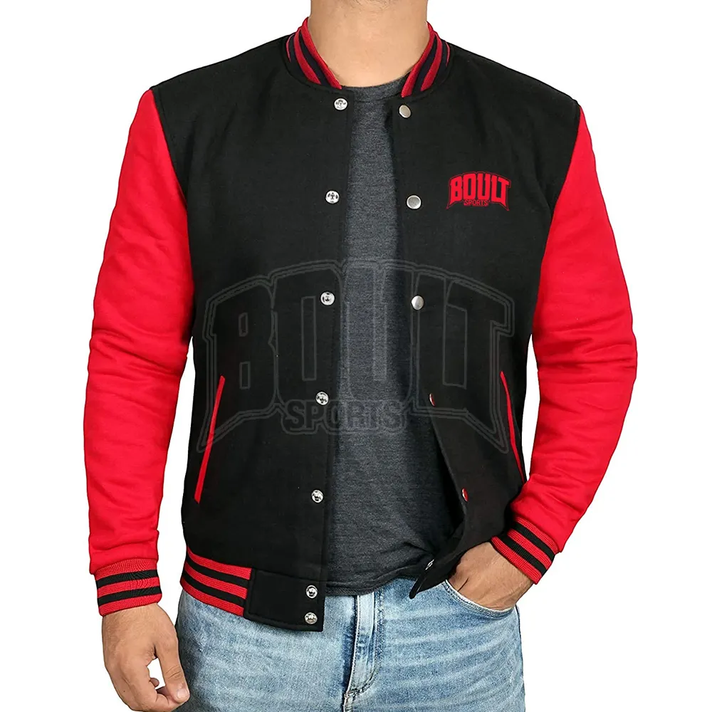 Red Color Wholesale Best Quality Men Varsity Jacket Wool Custom Design Customized Logo Lettermen Jacket
