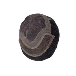 Perruque en cheveux humains à dentelle frontale mono, cheveux chinois vierges Remy, patchs de cheveux, lisses crépus, vague profonde, 1b+gris - Product Image 1