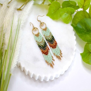 Designer <b>Handmade</b> Boho Brass Gold Seeds Beaded <b>Earrings</b> Accessory for Women and Girls Wear in Wedding Party, Hldi , Mehendi - Product Image 1