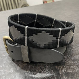 Ceinture de polo en cuir faite à la main, design géométrique élégant, réglable, équipement équestre pour hommes - Product Image 3