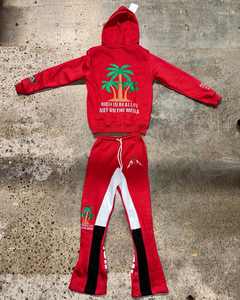 Conjunto de chándal y Sudadera con capucha vintage de algodón 100% con cremallera y logotipo personalizado con estampado de letras bordadas - Product Image 1