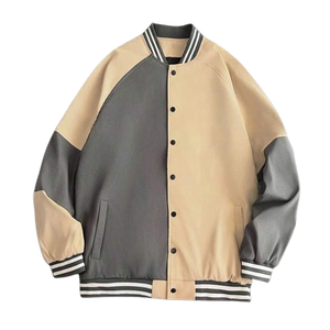 แจ็กเก็ตเบสบอลวิทยาลัยแบบคัลเลอร์บล็อกสำหรับผู้ชายเสื้อนอกสไตล์ตัวแทนมหาวิทยาลัยมีลายทางขอบแต่งโลโก้ได้ตามต้องการเสื้อผ้าแนวสตรีทแฟชั่นฤดูหนาว - Product Image 1