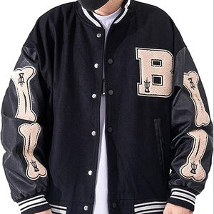 Unisex Vintage Wool College Varsity Jacket Stand Embroidery Pocket Detail New Baseball Bomber Casual Streetwear for <b>Men</b> Women - Product Image 2