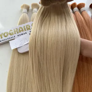 Bulk Haar Goedkope Prijs Blonde Kleur Recht Lang Haar Aanpassen Pakket 100% Vietnamese Haar