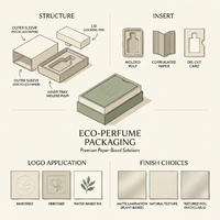 Boîte cadeau écologique pour parfum avec tiroir, motif géométrique doré, ruban à tirette, insert en pâte moulée, papier recyclé 50ml OEM ODM
