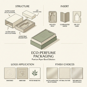 Caja de Regalo Ecológica para Perfume con Diseño Geométrico en Dorado, Cinta con Tirador, Inserto de Pulpa Moldeada, Papel Reciclado, 50 ml, OEM, ODM - Product Image 5