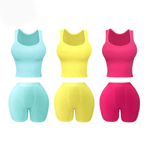 Summer <b>Short</b> <b>Tops</b> for Women Ribbed Cotton t Shirt Blank Crew Neck Knit <b>Crop</b> <b>Top</b> Inventory 2 Pieces Women <b>Sets</b> - Product Image 1