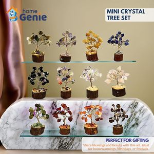 Nhà Genie thu nhỏ đá quý cây bonsai thiết lập | gói 12 nhiều màu pha lê cây trang trí <span class=keywords><strong>vastu</strong></span> và phong thủy Cây đá quý - Product Image 6
