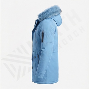 Veste parka d'hiver pour hommes en gros, taille plus 6XL, coton standard, polaire, col montant, capuche, logo personnalisé, veste légère - Product Image 3