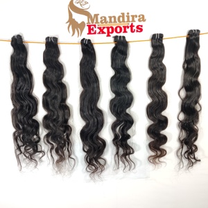 Extensiones de cabello humano indio sin procesar Virgen Bodywave Temple Natural Tengle Free Black Color Bundles Cutícula alineada - Product Image 1