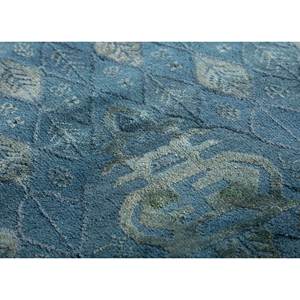 Alfombras de Lana Anudadas a Mano Azules del Lejano Oriente - CX-2225 Alfombra Rectangular Grande con Medallón de Diamantes para Sala de Estar, Dormitorio, Hecha a Mano para Pasillo - Product Image 3
