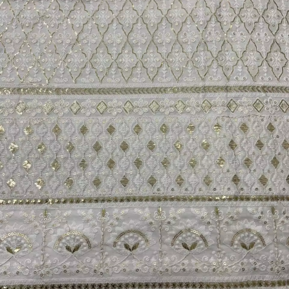 Pure Viscose Cotton Combed Woven Embroidered Plain Fabrics Jariwork Dyeblefabrics Medium Weight Apparel Workwear