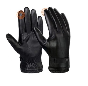 Guantes para hombres Invierno Pantalla táctil Exterior Cálido Linner Impermeable Guantes de cuero negro de Pakistán - Product Image 5
