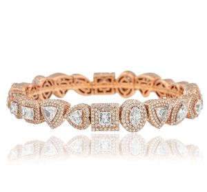 Pulsera de Diamantes de Varias Formas en Oro Amarillo de 14k y Pulsera de Lujo con Dijes de Moissanita - Product Image 1