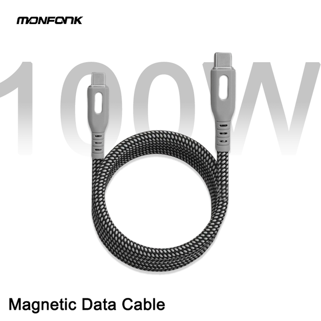 100W Magnetic Retractable Fast Charging Cable: Type-C Multi-Interface Braided Data Cable