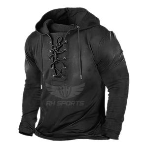 Jersey con cordones retro personalizado para hombre, sudaderas de gimnasio, Sudadera con capucha de carga atlética de corte holgado en forro polar directo del proveedor del fabricante - Product Image 4