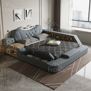 Современная дизайнерская кровать размера «<span class=keywords><strong>king</strong></span>-<span class=keywords><strong>size</strong></span>» с системой хранения, многофункциональная, из дерева и натуральной кожи, мебель для спальни - Product Image 5