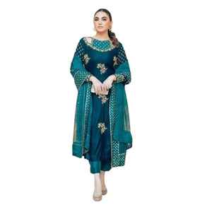 Traje Salwar Kameez Hecho a Mano, Diseño Indio Pakistaní, Terciopelo 9000, Material para Vestido Punjabi, Ropa de Fiesta, Ropa de Boda para Mujer - Product Image 1