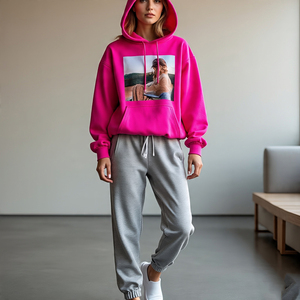 Mujeres Digital Impreso 400GSM Chándal Ropa deportiva Jogging Conjuntos de dos piezas Sudadera con capucha transpirable y pantalones de chándal Conjuntos Señoras - Product Image 1