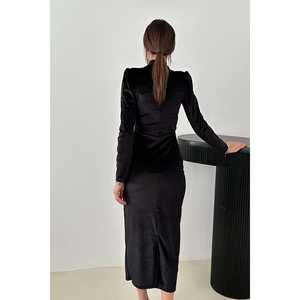 Robe de soirée en velours noir scintillant en gros - Product Image 1