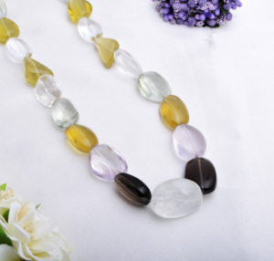 Multiple Gemstone Plain Tumble Necklace l 18 Inches Natural Mixed Gems Smooth Tumbles For Fine Jewelry Making <b>Top</b> Quality - Product Image 3