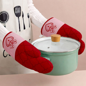 High Quality Printed Design Cotton <b>Oven</b> Mitts Quick Dry <b>Oven</b> <b>Gloves</b> for Kitchen Hotel Restaurant - Product Image 1