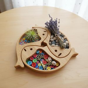 Bandeja de Servir de Madera con Forma de Búho, Madera Natural Pulida y Tratada, Plato Decorativo con Secciones para Aperitivos, Fácil de Limpiar, en Venta - Product Image 1