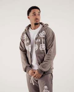 Dongguan Custom Sweatsuit Chándal Sudaderas Impreso Bordado logo Hombres Full Zip up Hoodie and Jogger Set - Product Image 3