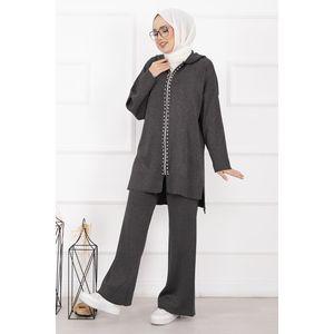 Conjunto de Dos Piezas de Lujo, Transpirable, con Rayas de Piedras y Brillo, Estilo Dulce, Estampado, Corte Holgado para Primavera, Verano, Otoño e Invierno - Product Image 1