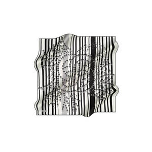 Vintage Designer Satin Scarf with Striped Logo Pattern Black and White Digital Print - Product Image 2