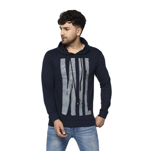 Excellente qualité hommes sweats à capuche couleur noire manches longues vêtements de rue hommes sweats à capuche pour adultes avec sérigraphie Logo Design - Product Image 1